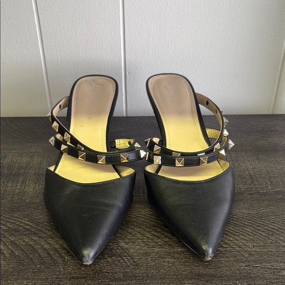 Marc Fisher Black Studded Mules - Picture 1 of 5